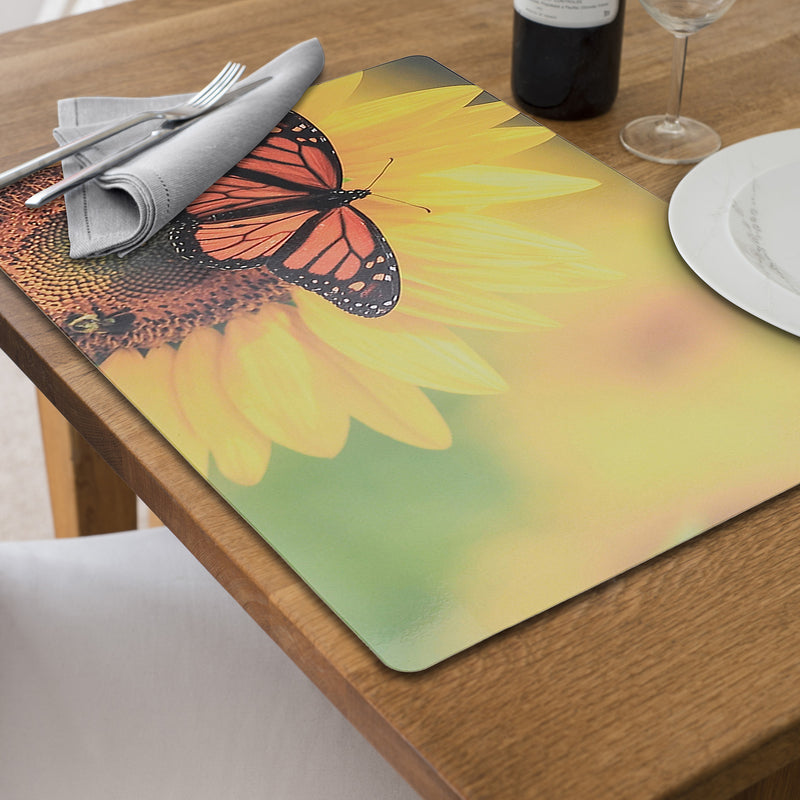 Plastic Placemat Sunflower Butterfly 12 X 18 - Set of 12