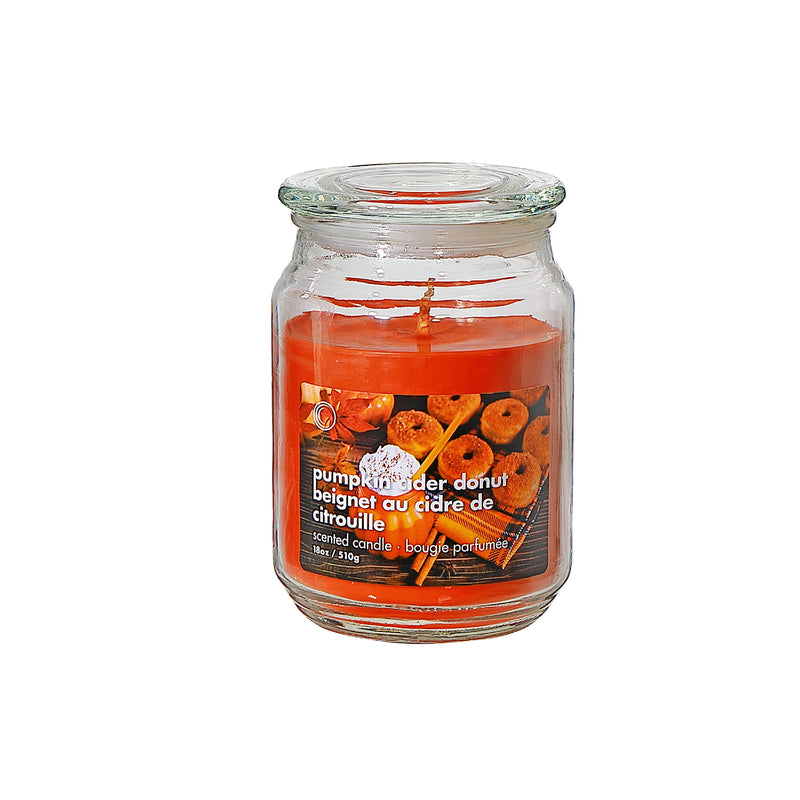 18 Oz Scented Jar With Glass Lid Pumpkin Cider Donut - Set of 2