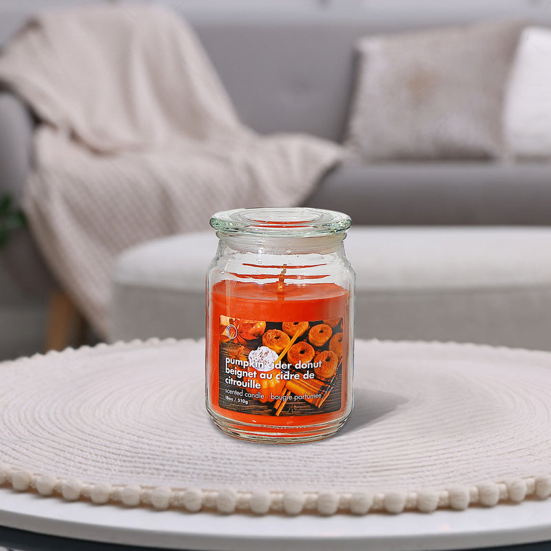 18 Oz Scented Jar With Glass Lid Pumpkin Cider Donut - Set of 2