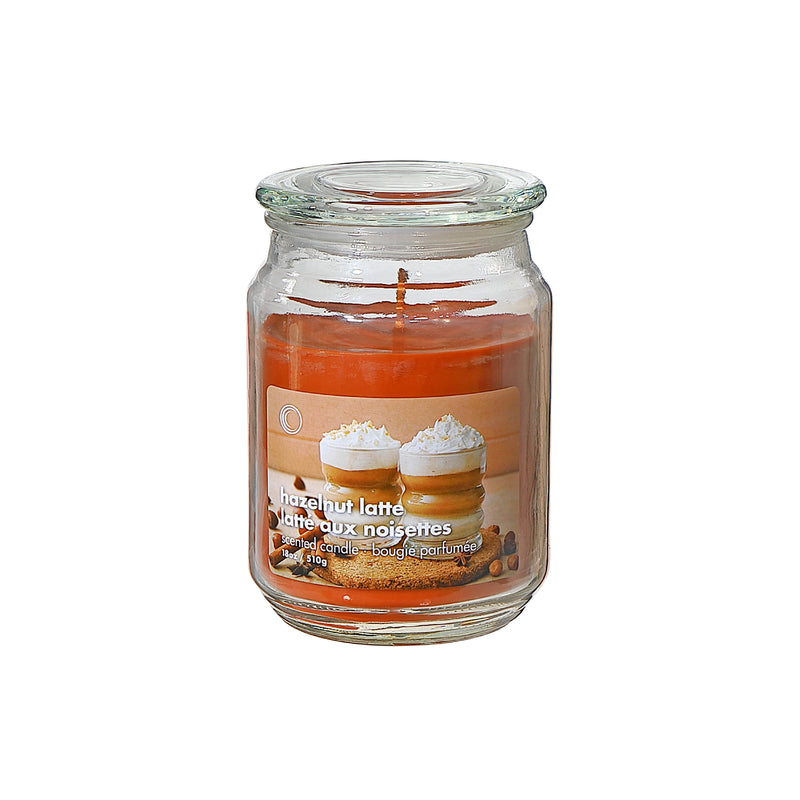 18 Oz Scented Jar With Glass Lid Hazelnut Latte - Set of 2