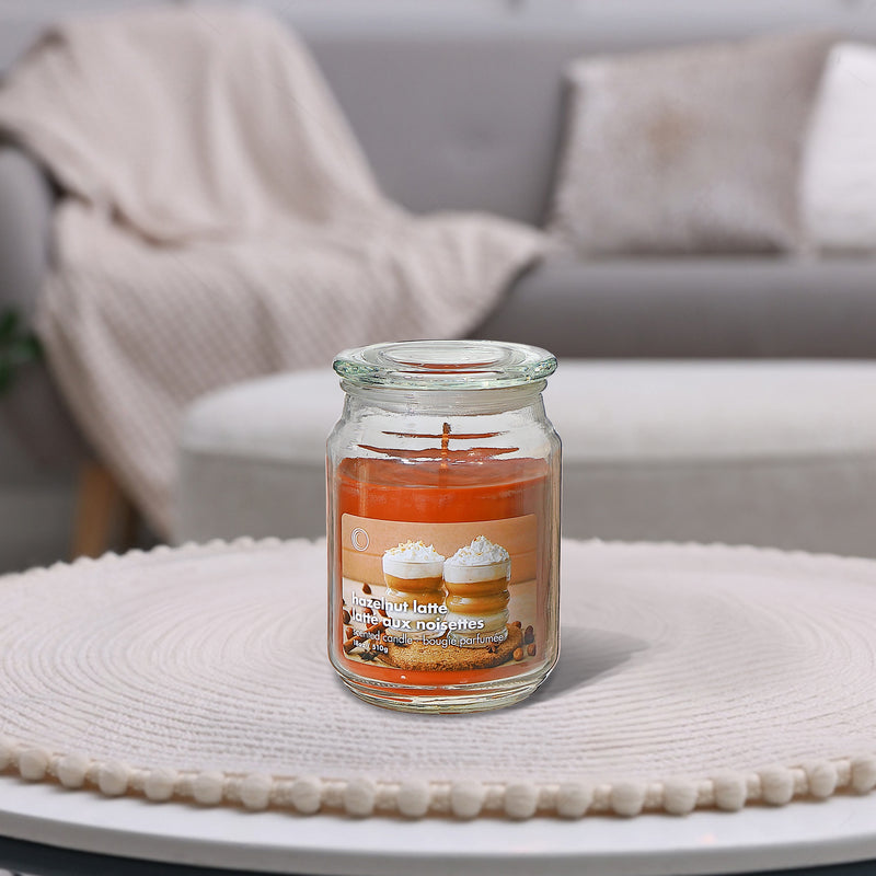 18 Oz Scented Jar With Glass Lid Hazelnut Latte - Set of 2