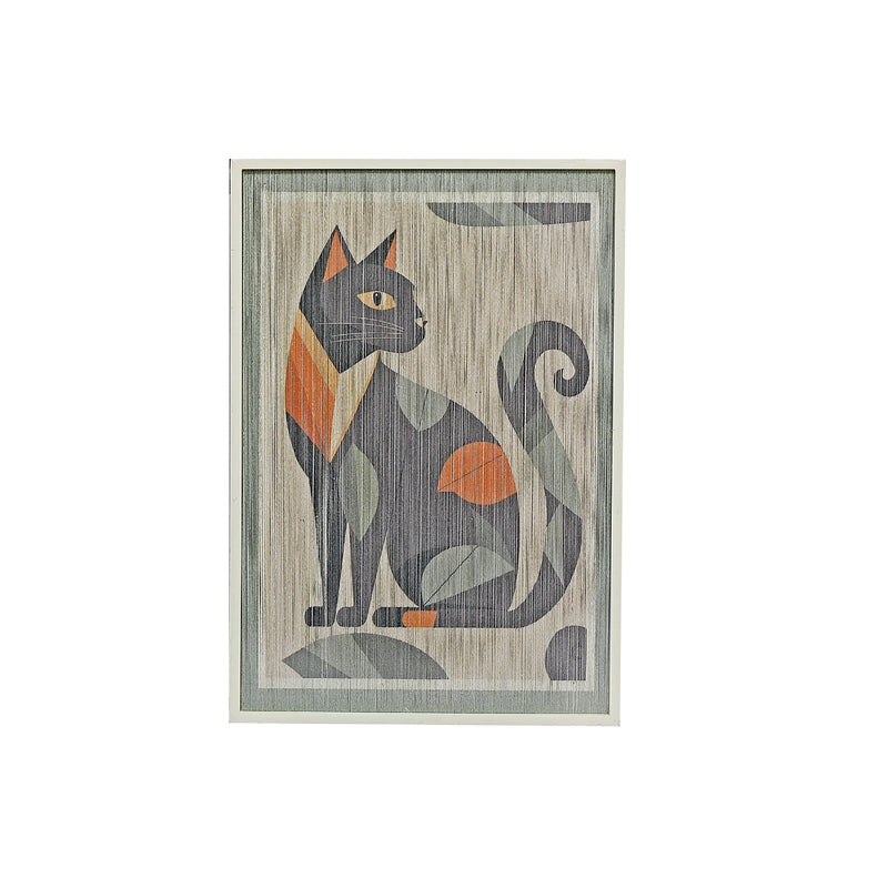 Thread Framed Wall Art Cat & Leaves