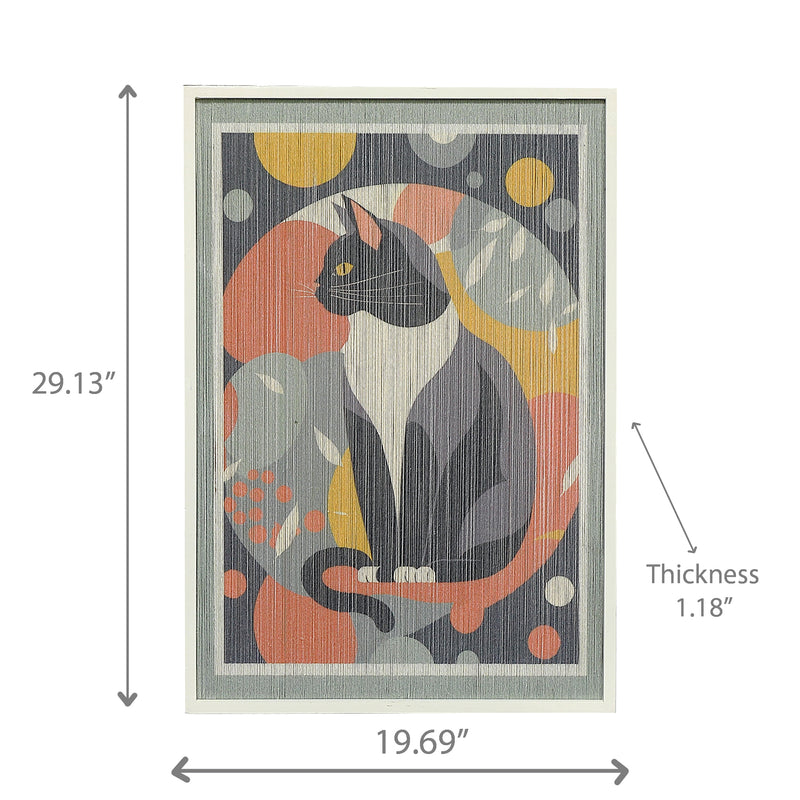 Thread Framed Wall Art Cat In Matisse Style