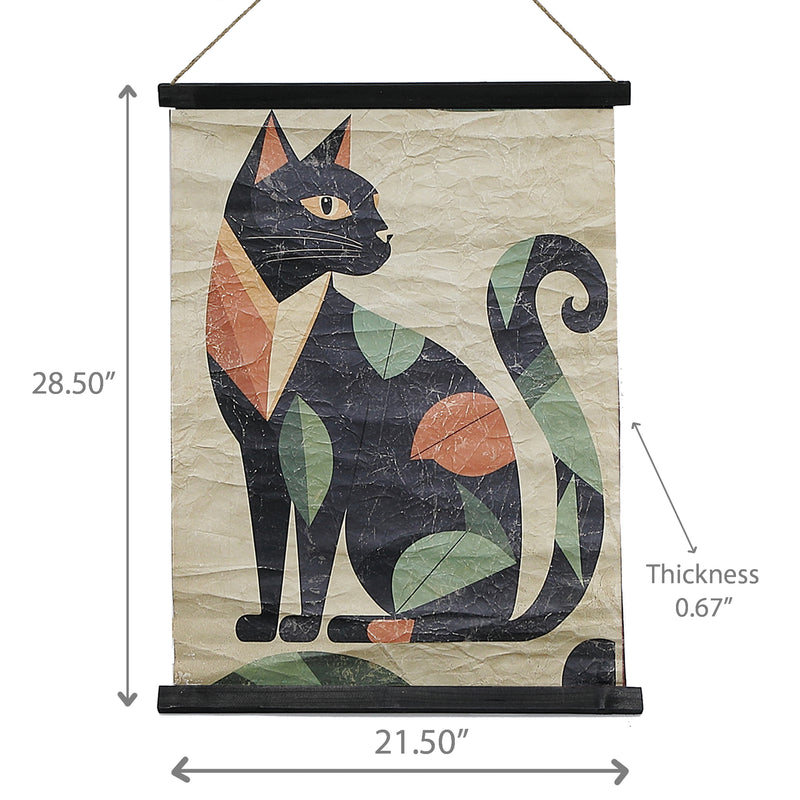 Crinkle Paper Wall Hanger Cat & Leaves