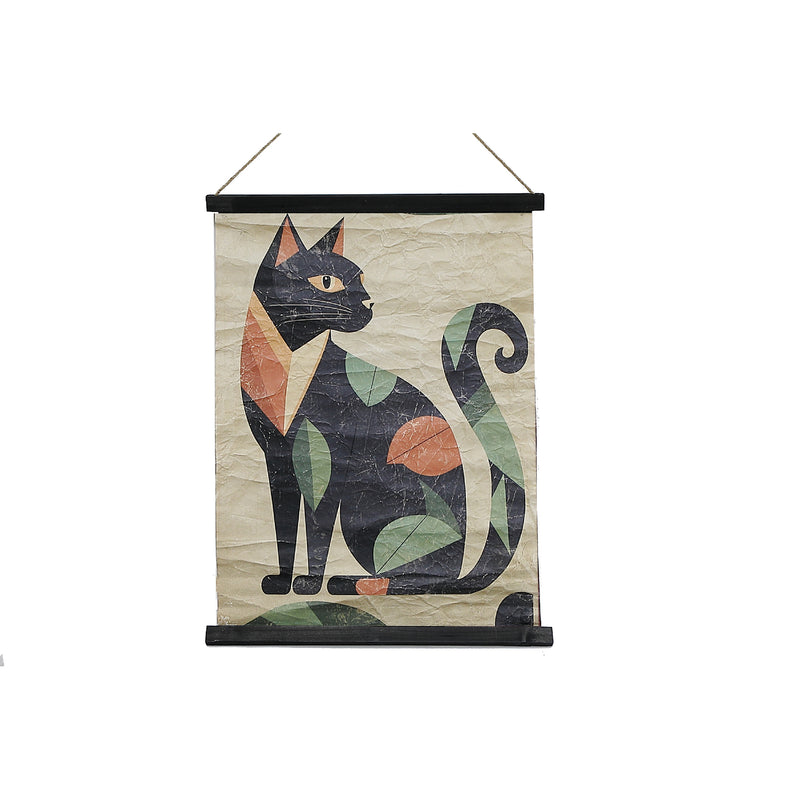 Crinkle Paper Wall Hanger Cat & Leaves