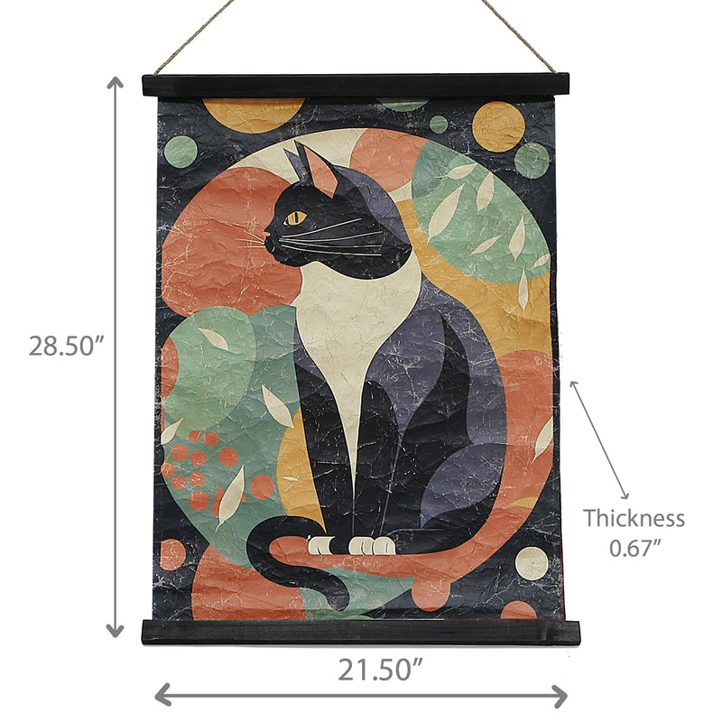 Crinkle Paper Wall Hanger Cat In Matisse Style