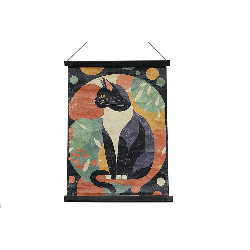 Crinkle Paper Wall Hanger Cat In Matisse Style