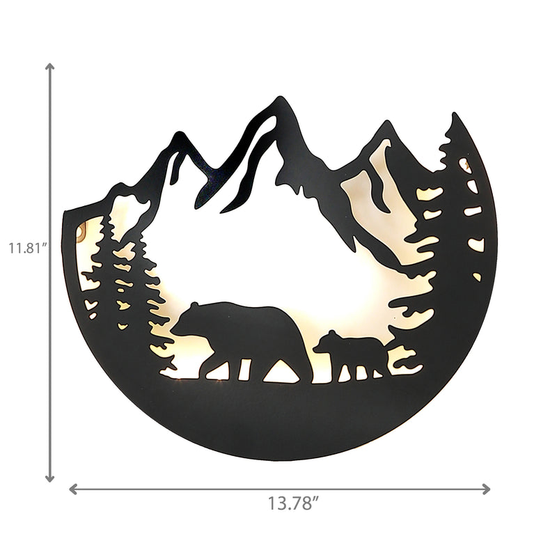 Led Metal Laser Cut Scenic Forest Bear