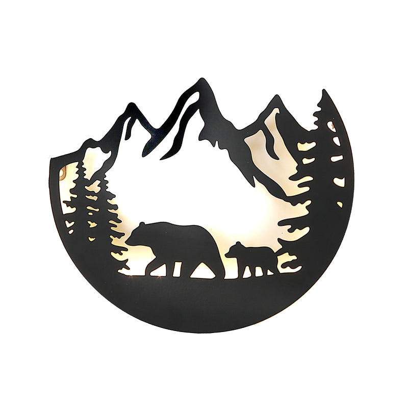 Led Metal Laser Cut Scenic Forest Bear