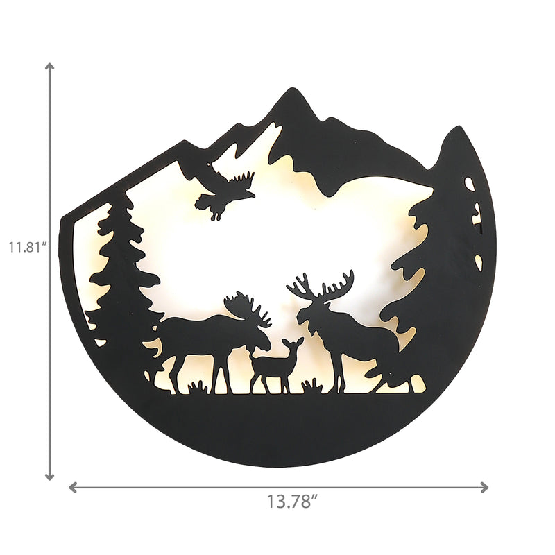 Led Metal Laser Cut Scenic Forest Moose