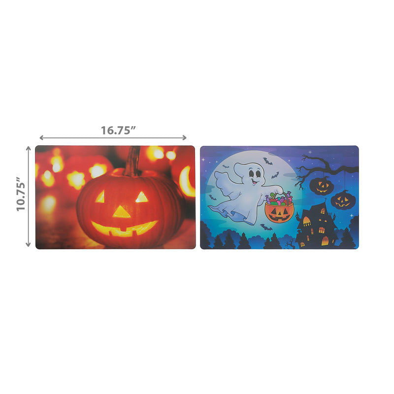 Pp Reversible Placemat Flying Ghost and Jack O' Lantern - Set of 12