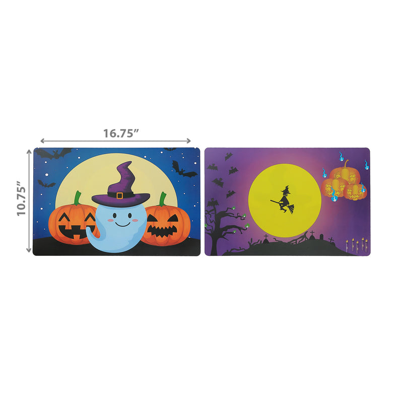 Pp Reversible Placemat Ghost and Witch - Set of 12