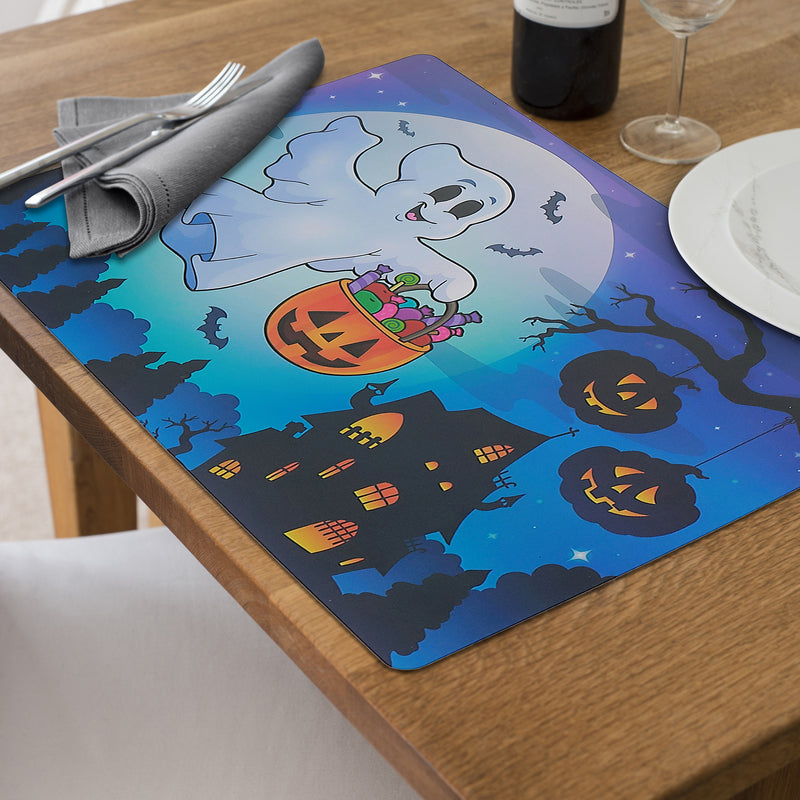 Pp Reversible Placemat Flying Gost and Pac-Man - Set of 12