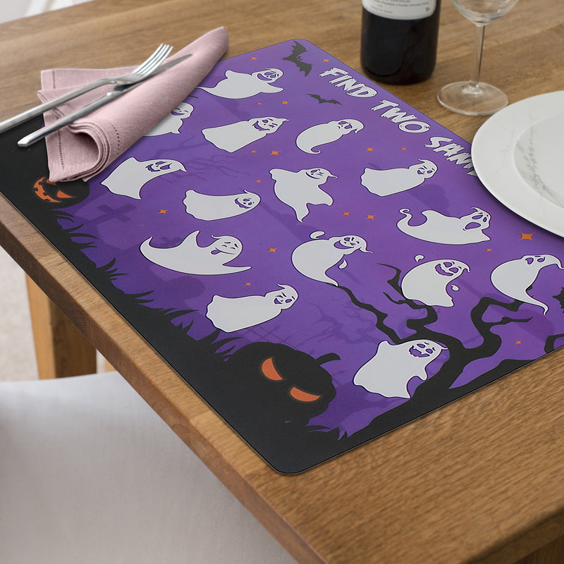 Pp Reversible Placemat Multy Ghost and Pumpkin - Set of 12