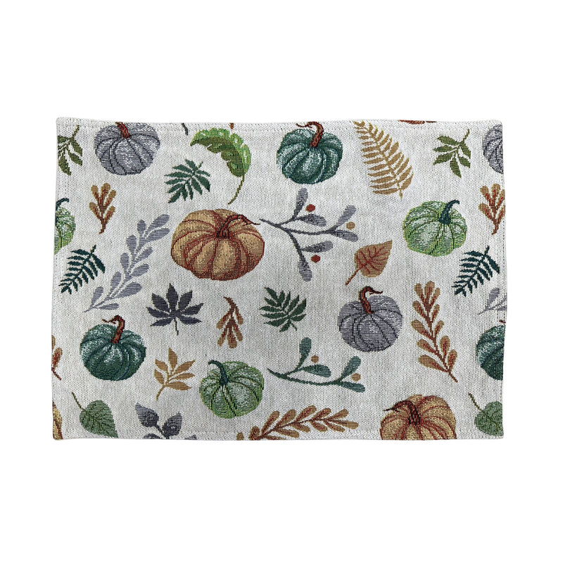 Tapestry Placemat Pumpkin and Leaves 13" X 18" - Set of 12