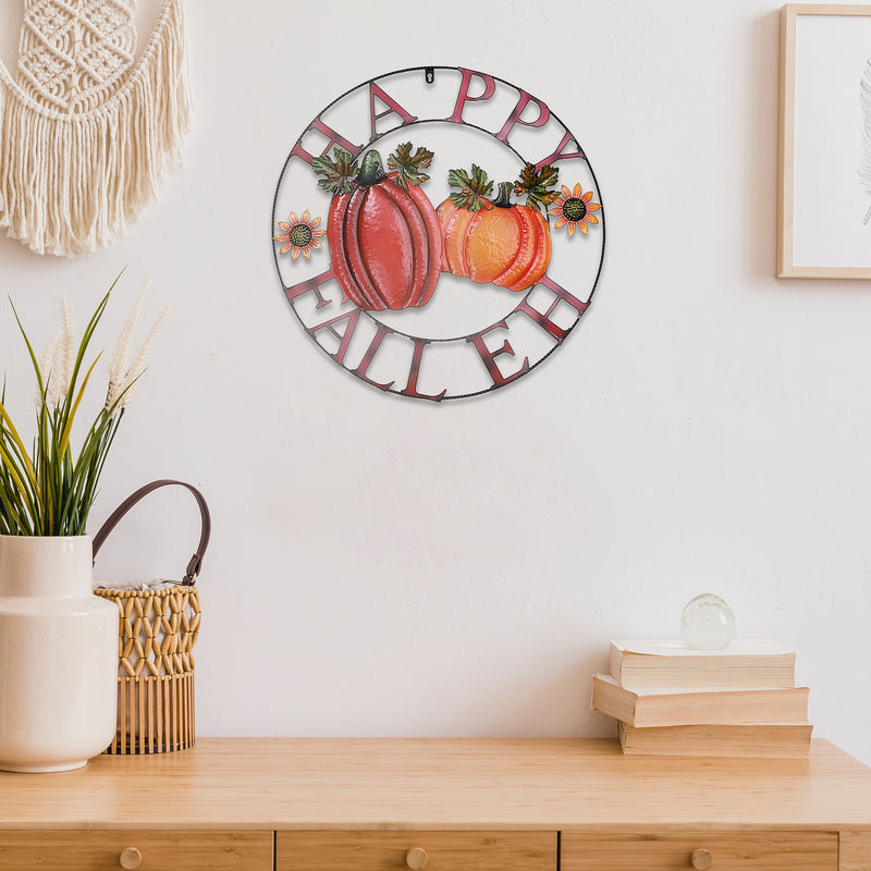 24" Pumpkin Wheel Wall Decor Happy Fall Eh