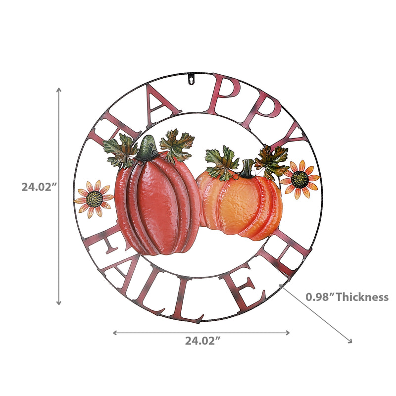 24" Pumpkin Wheel Wall Decor Happy Fall Eh