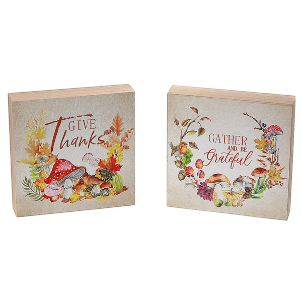 Square Harvest Wood Block - Set of 2