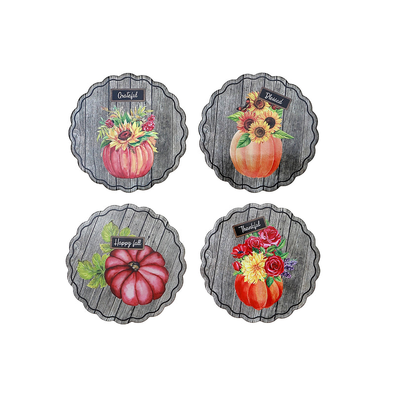 Round Ceramic Trivet Pumpkin - Set of 4