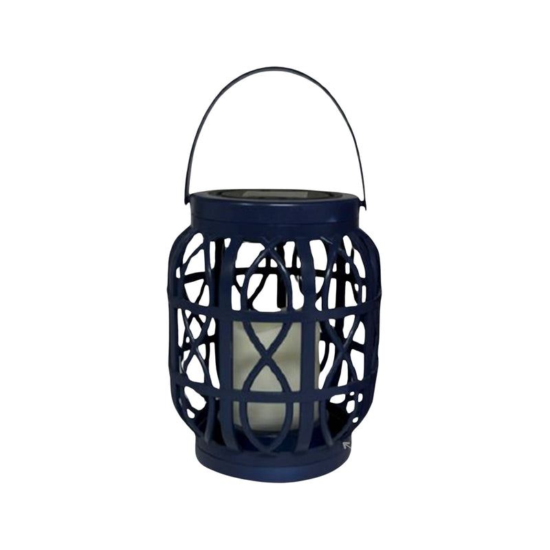 Led Solar Basket Weave Lantern with Faux Candle Black