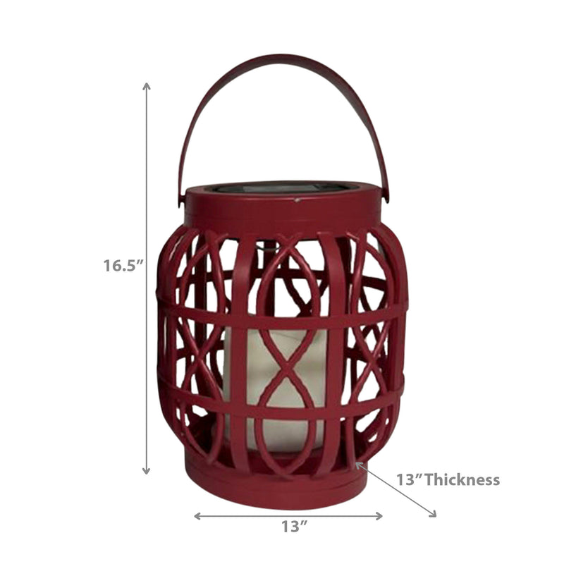 Led Solar Basket Weave Lantern with Faux Candle Black