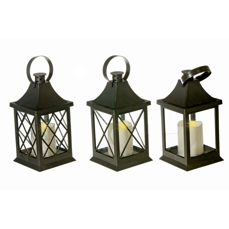 LED Coach House Outdoor Lantern with Candle - Set of 3