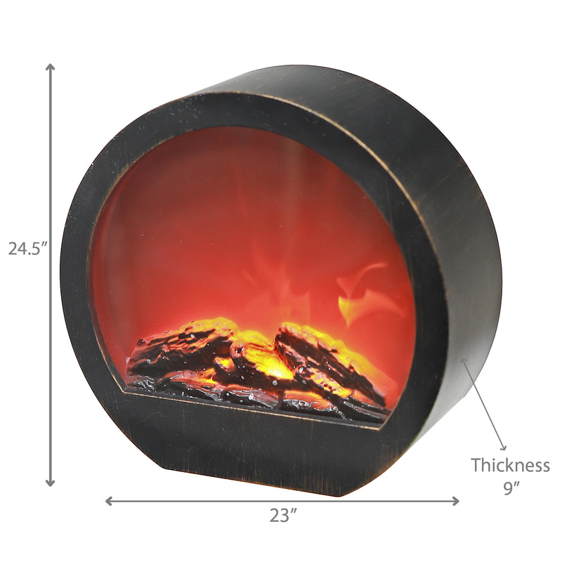 Led Plastic Round Fireplace 23" Black