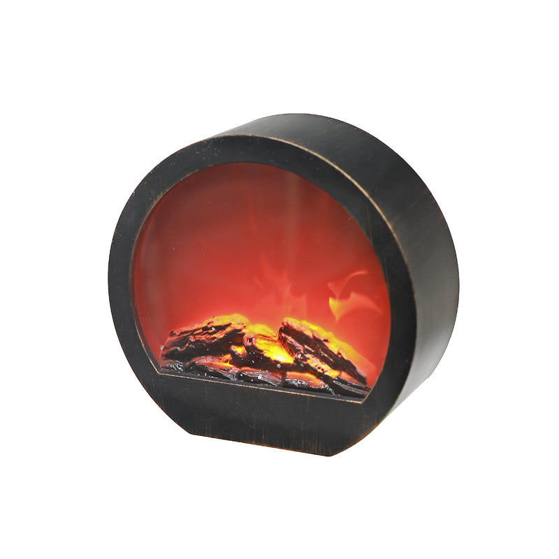 Led Plastic Round Fireplace 23" Black