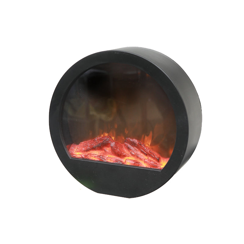 Led Plastic Round Fireplace 35" Black