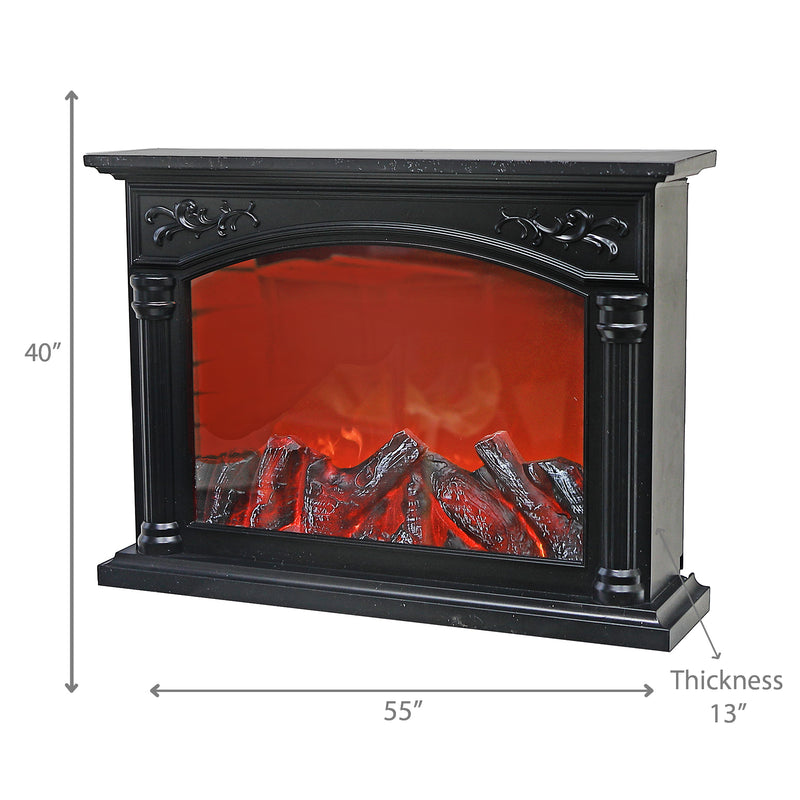 Led Plastic Grand Fireplace Black With Brushed Gold