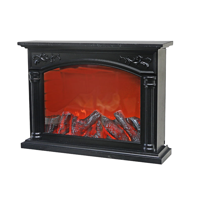 Led Plastic Grand Fireplace Black With Brushed Gold