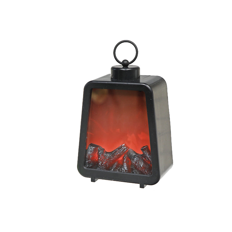 Led Plastic Lantern Fireplace  Black