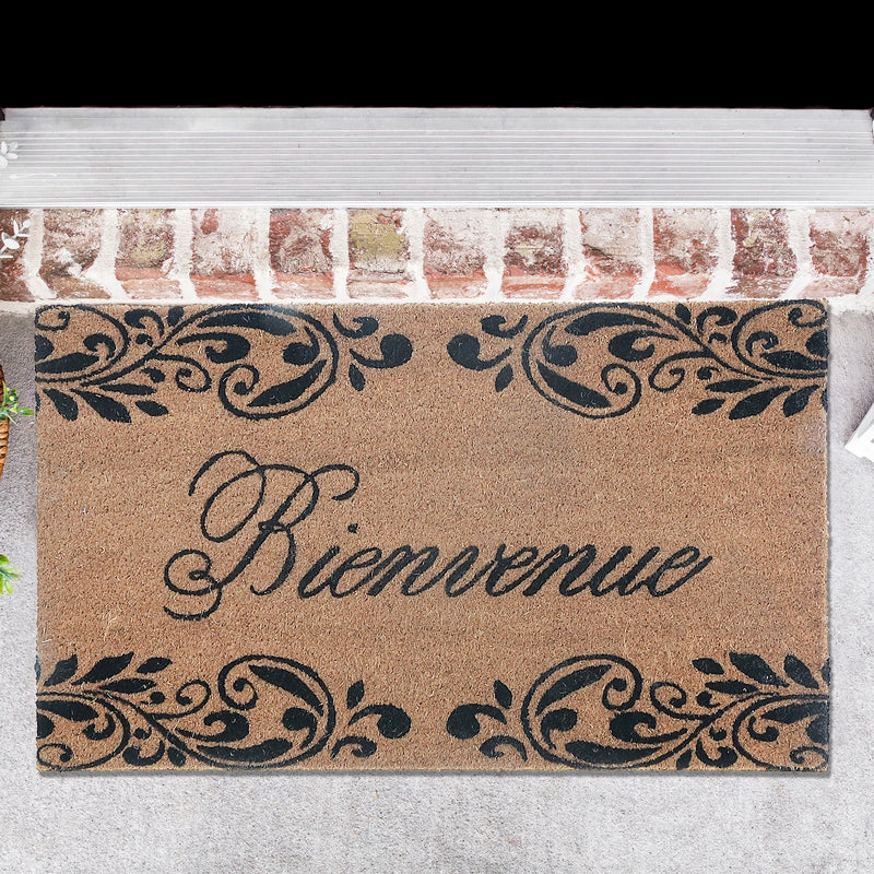 Coir Door Mat Bienvenue Scroll 18 X 30