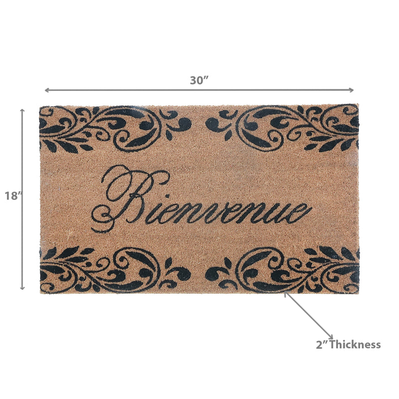 Coir Door Mat Bienvenue Scroll 18 X 30