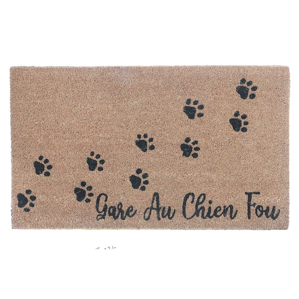 Coir Door Mat Gare Au Chien Fou Paws 18 X 30