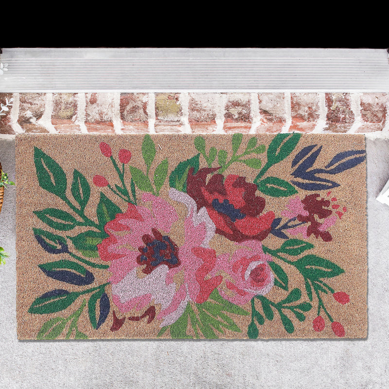 Coir Door Mat Peony Blooming 18 X 30