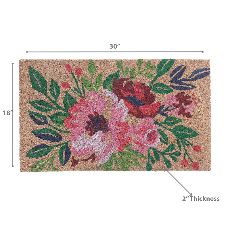 Coir Door Mat Peony Blooming 18 X 30