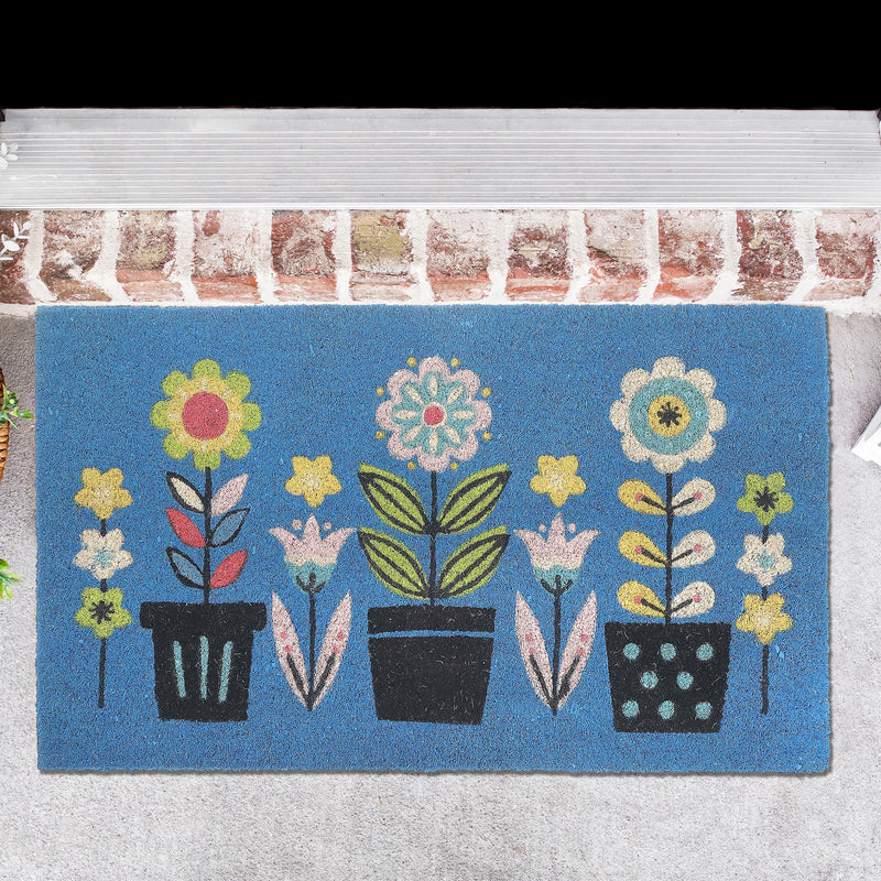 Coir Door Mat Triple Florals 18 X 30