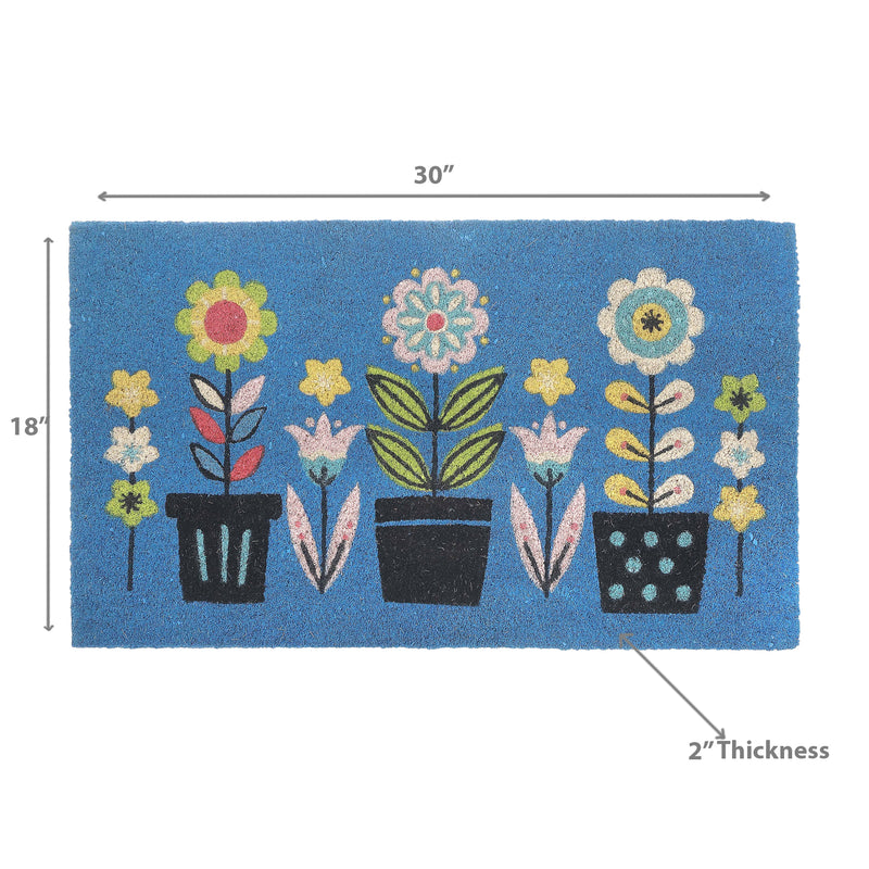 Coir Door Mat Triple Florals 18 X 30