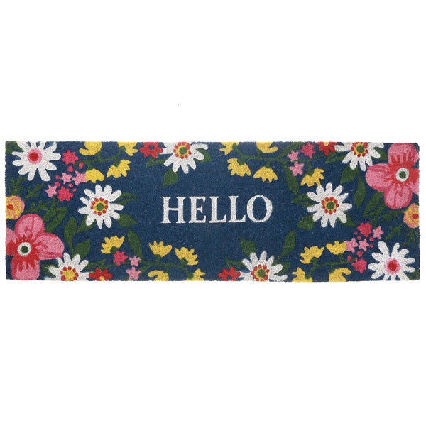 Coir Door Mat Floral Hello 16 X 48