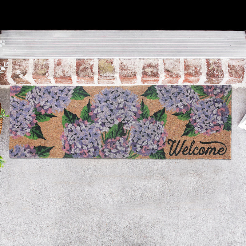 Coir Door Mat Hyrangea Welcome 16 X 48