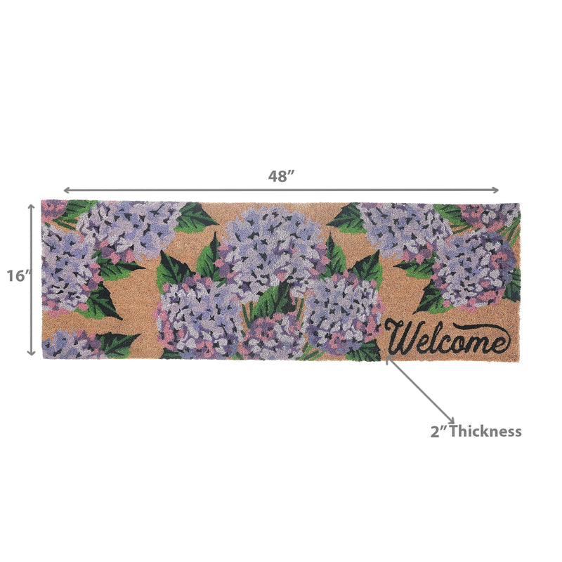 Coir Door Mat Hyrangea Welcome 16 X 48