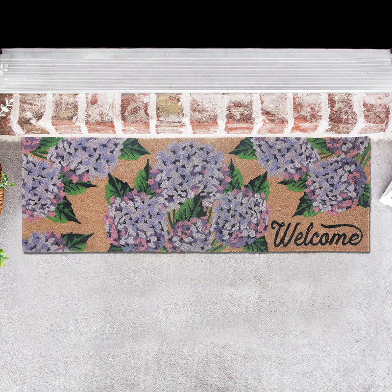 Coir Door Mat Hyrangea Welcome 10 X 30