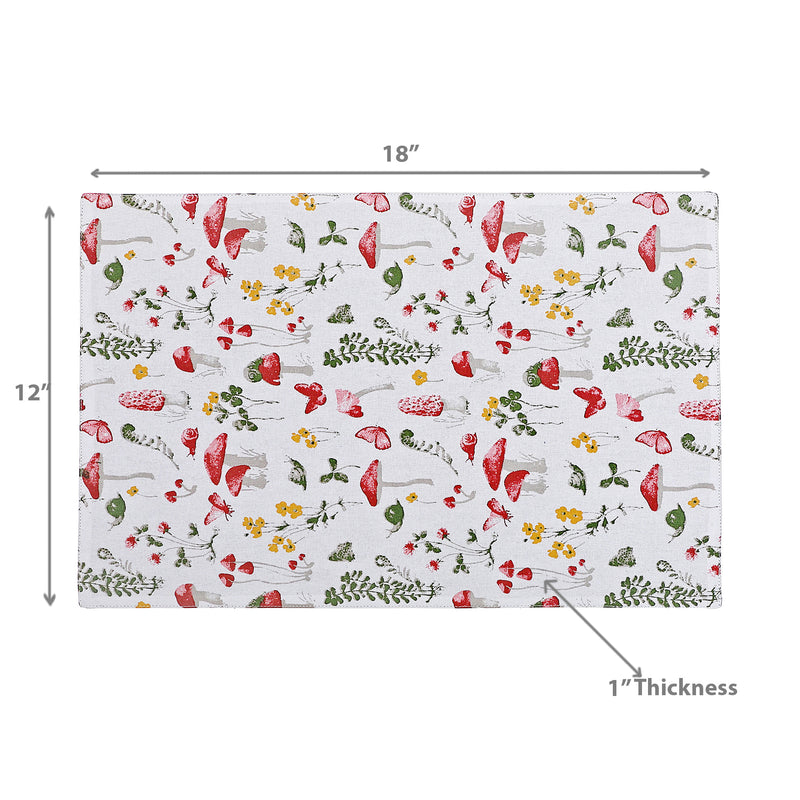 Cotton Placemat Mushroom 12 X 18 - Set of 12