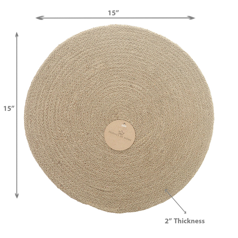 Jute Braided Round Plain Placemat 15 X 15 - Set of 12