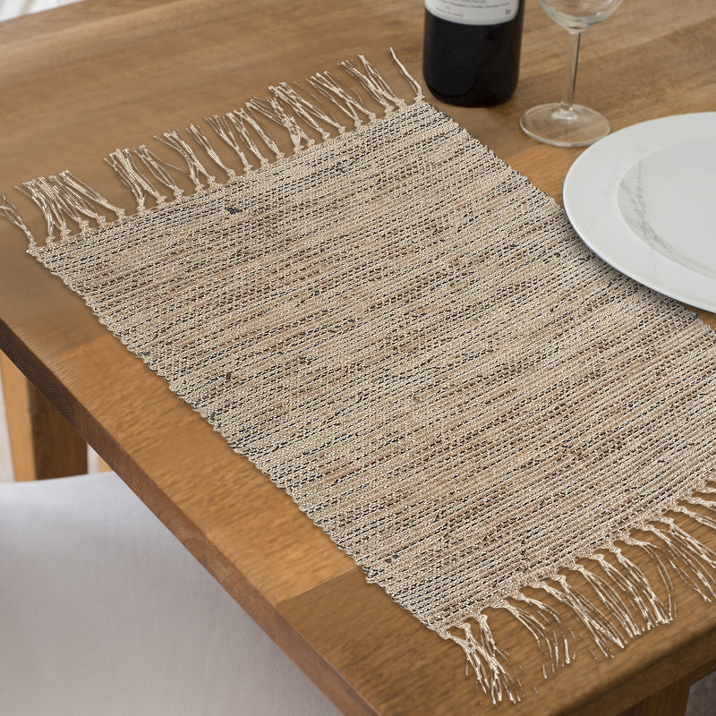 Rectangular Handloom Placemat Natural - Set of 12