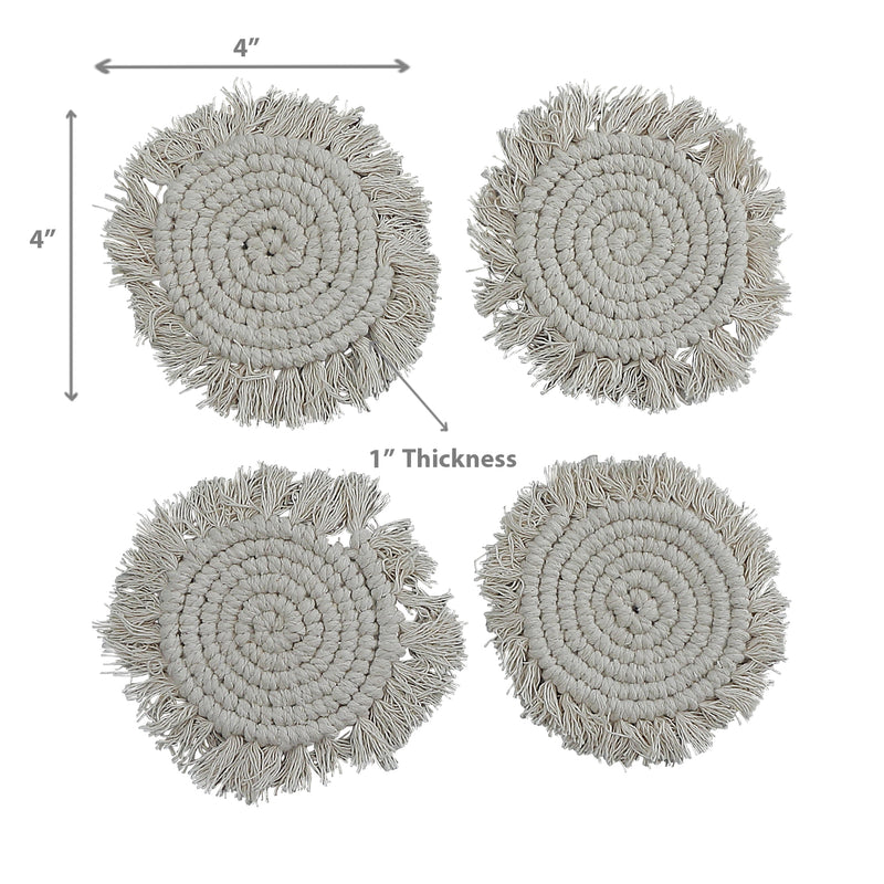 4 PC Round Macrame Coaster