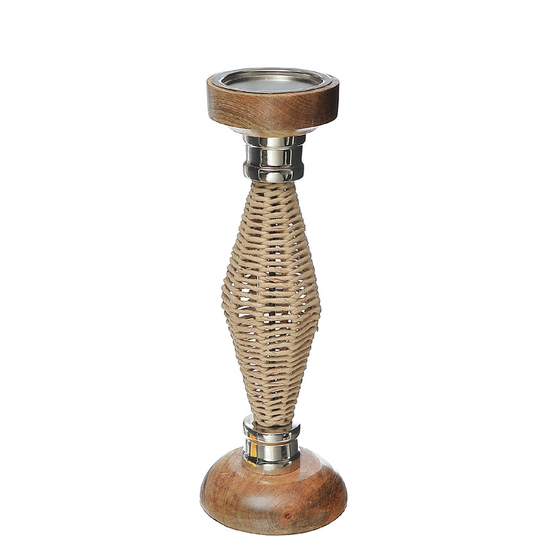 Diamond Raffia Metal Candlestick