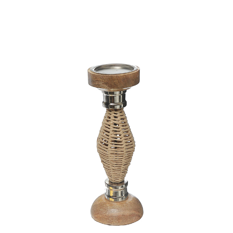 Diamond Raffia Metal Candlestick