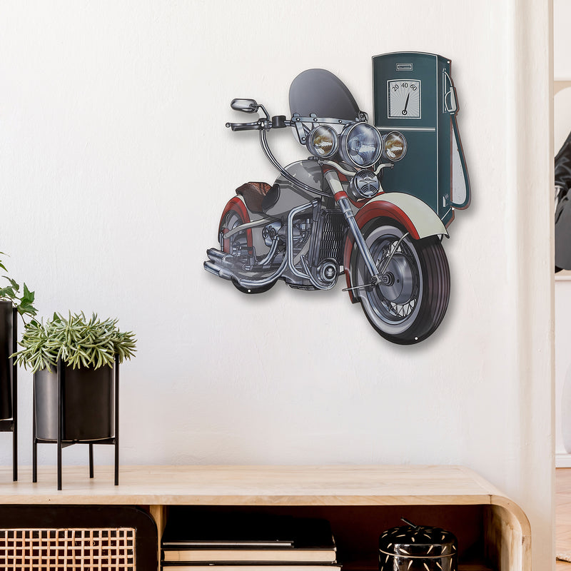 Embossed Metal Wall Sign Motorcycle